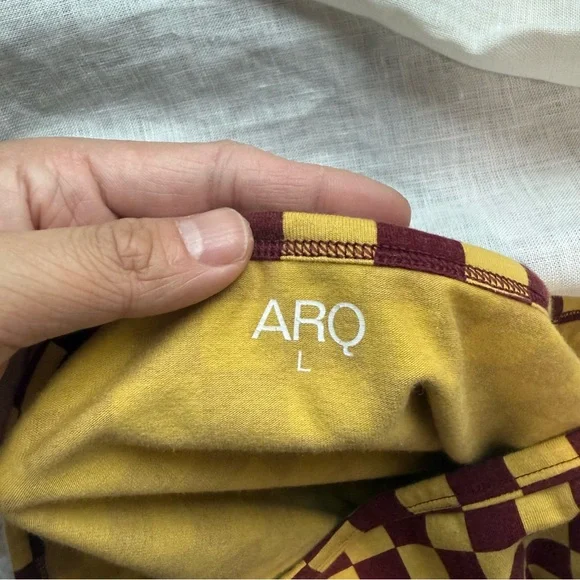 ARQ yellow chestnut checker organic cotton high rise brief underwear - Picture 3 of 4